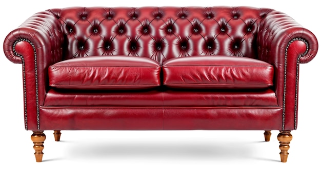 Sofá de cuero rojo aislado