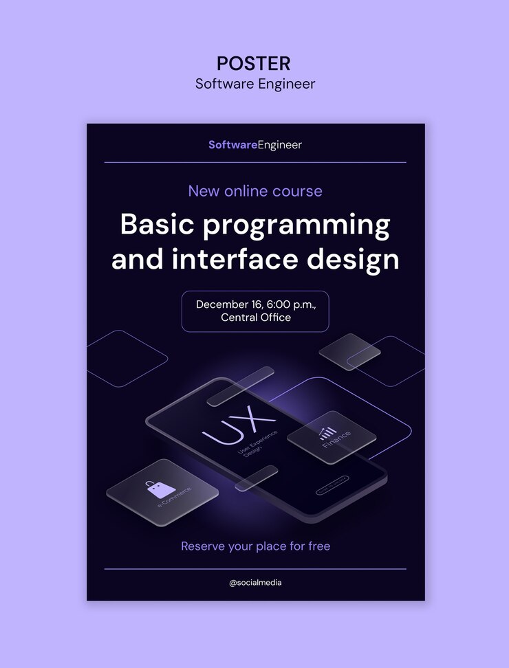 PSD Gratis software engineer poster  template design