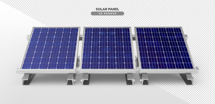 PSD Gratis solar power plates on aluminum base 3d realistic render