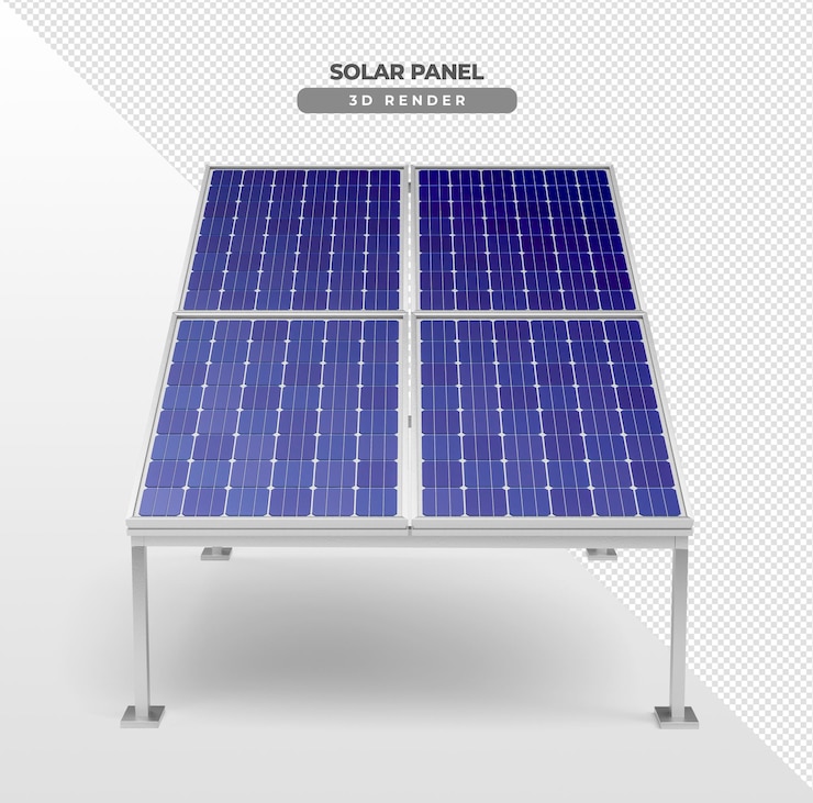 PSD Gratis solar power plates on aluminum base for floor 3d realistic render