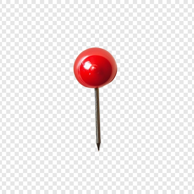 Un solo alfiler rojo sobre un fondo transparente