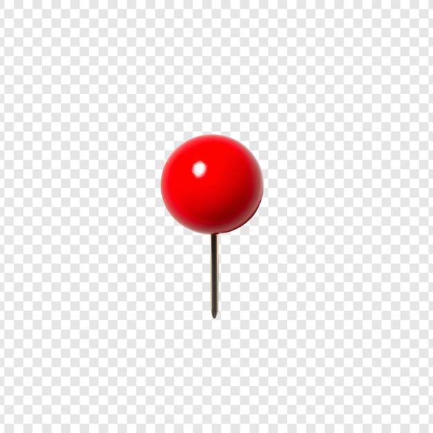 Un solo alfiler rojo sobre un fondo transparente