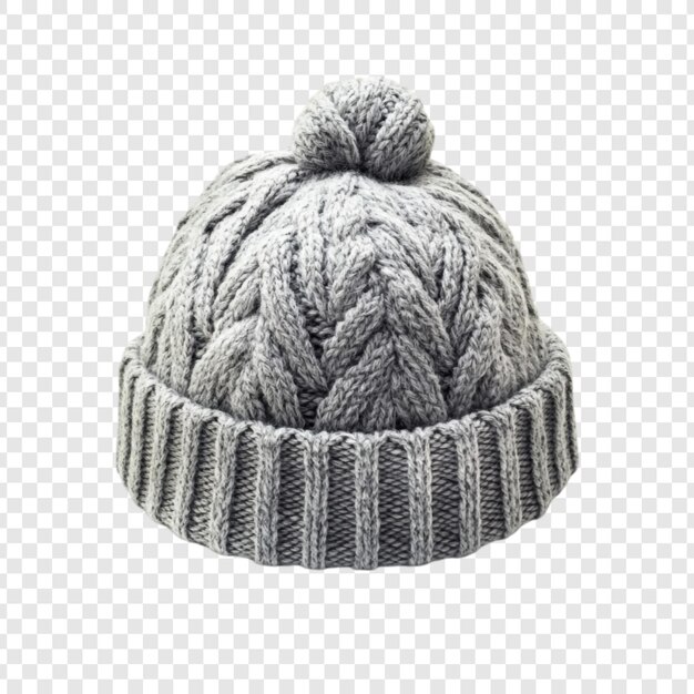 Sombrero de peluche de invierno de tejido gris con pompom