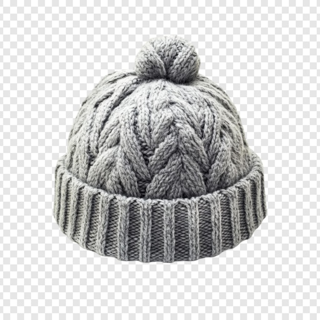 Sombrero de peluche de invierno de tejido gris con pompom
