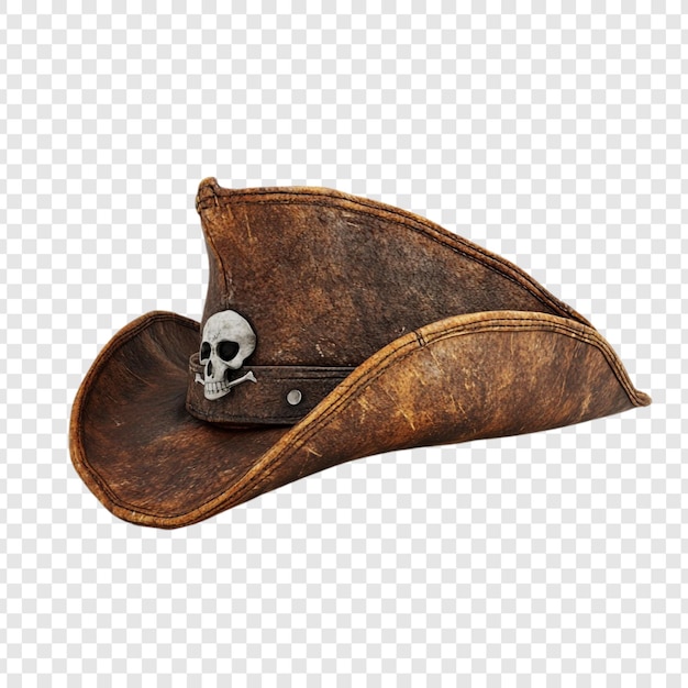 Sombrero de pirata de cuero envejecido con calavera y huesos cruzados