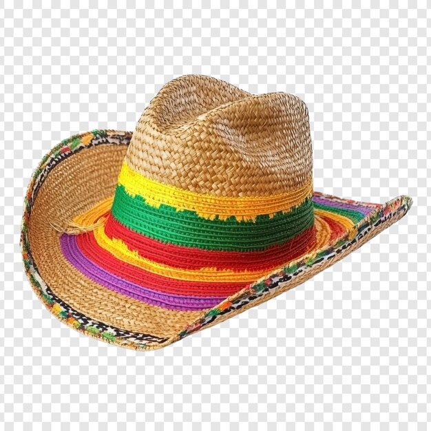 Un sombrero de vaquero de paja vibrante con una banda colorida