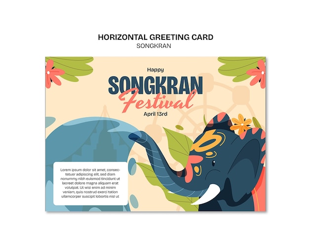 Gratis PSD songkran viering groeten kaart sjabloon