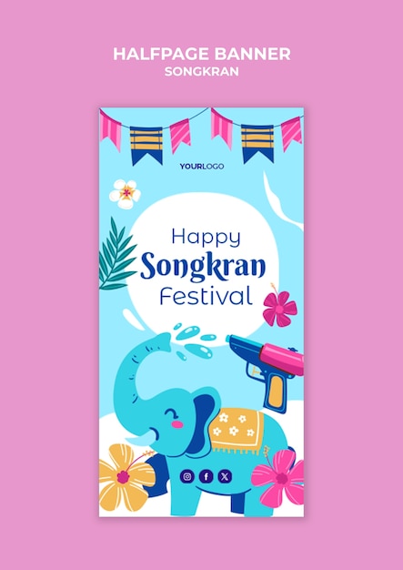 Gratis PSD songkran viering halve pagina banner