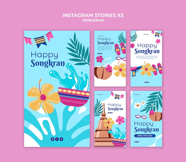 Gratis PSD songkran viering instagram verhalen