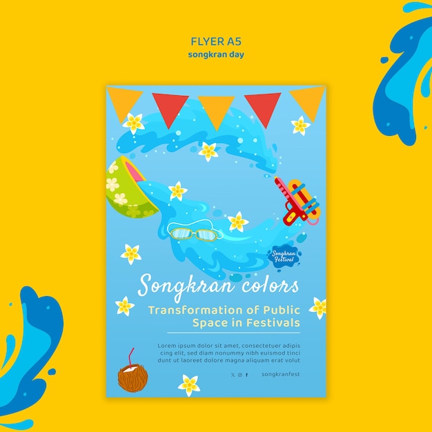 Gratis PSD songkran viering poster sjabloon