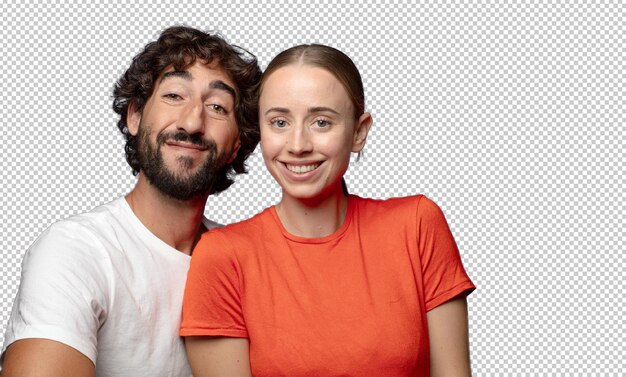sonriendo felizmente con las manos en la cadera y confiado actitud orgullosa y amistosa