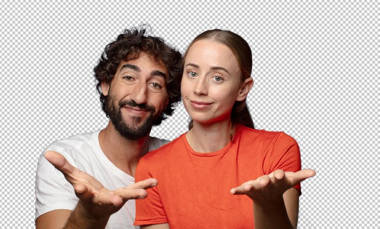 PSD gratuito sonriendo mirando feliz confiado y amistoso ofreciendo un apretón de manos para cerrar un trato cooperando