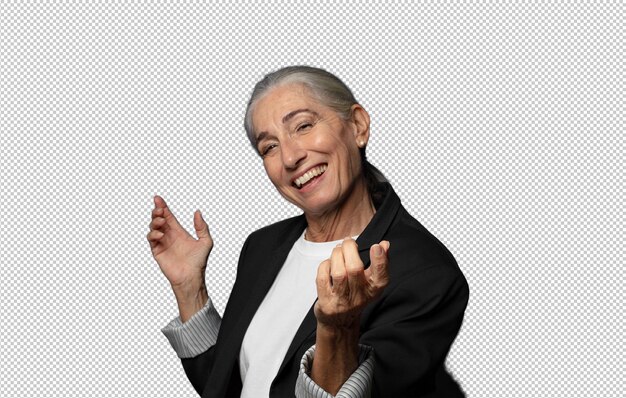 sonriendo sintiéndose despreocupado relajado y feliz bailando y escuchando música divirtiéndose en una fiesta