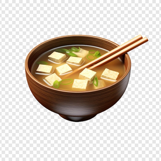 Sopa de miso aislada sobre fondo transparente