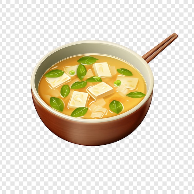 Sopa de miso aislada sobre fondo transparente