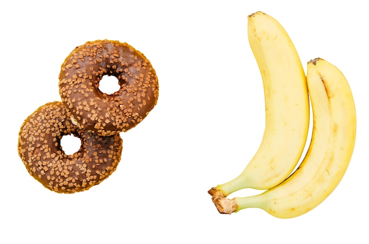 PSD gratuito sopra vista cibo sano e malsano