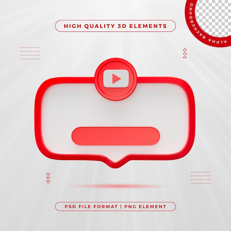 PSD gratuito sottoscrivi youtube banner element icon isolato render 3d