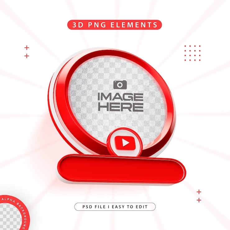 PSD gratuito sottoscrivi youtube banner element icon isolato render 3d