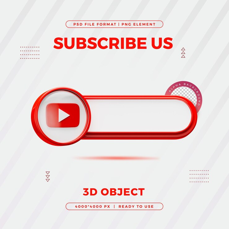 PSD gratuito sottoscrivi youtube banner element icon isolato render 3d