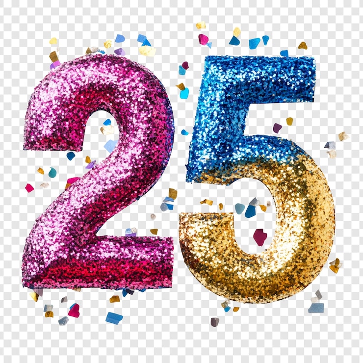 PSD Gratis sparkling 25th anniversary celebration