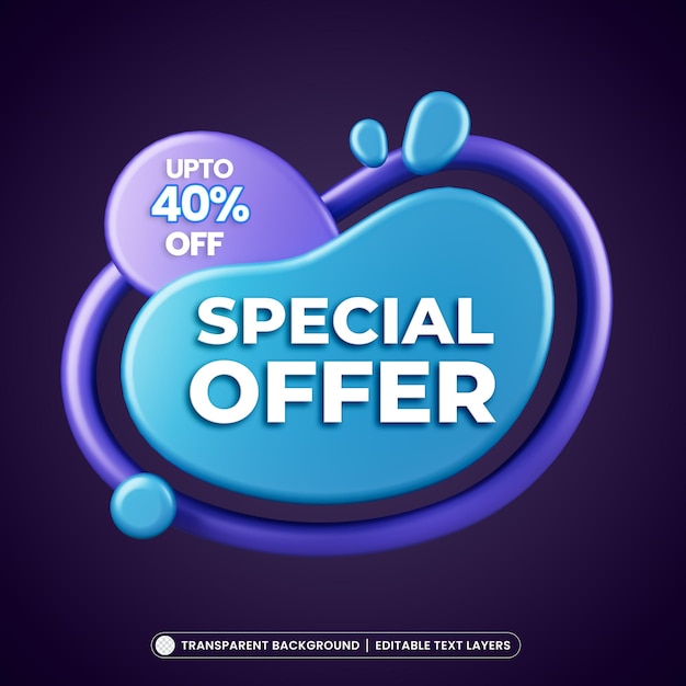 Gratis PSD speciale aanbieding 40 procent korting 3d-promotiebannersjabloon