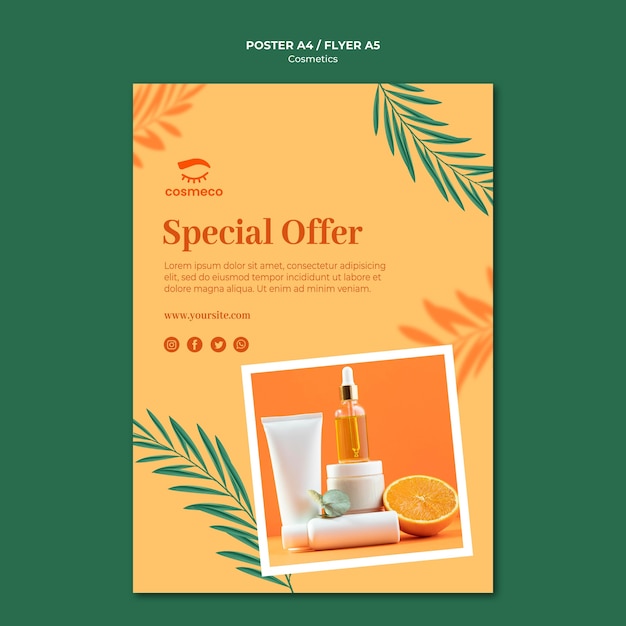 Gratis PSD speciale aanbieding poster sjabloon voor cosmetica