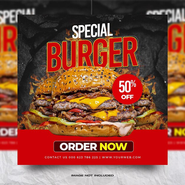 Speciale hamburgermenu-sjabloon voor sociale media-banner