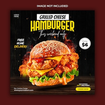 Speciale heerlijke hamburger sociale media post sjabloon voor spandoek