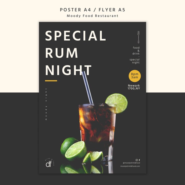 Gratis PSD speciale rumavond in de restaurantposter