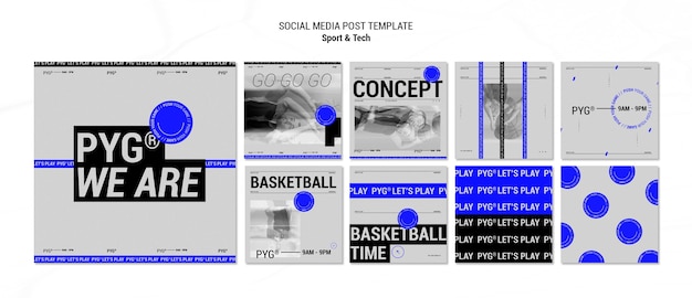 Gratis PSD speel basketbal concept social media post