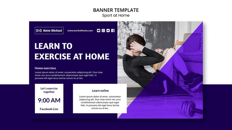 PSD Gratis sport at home banner template design