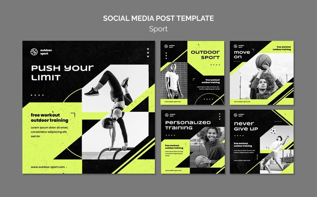 Sport concept sociale media post-sjabloon