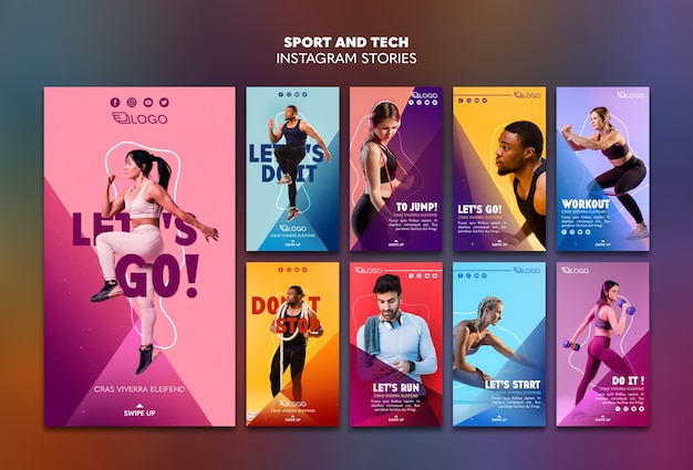 Gratis PSD sport & tech instagram verhalen sjabloon