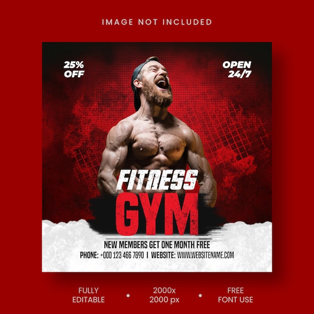 Gratis PSD sportschool fitness social media postsjabloon