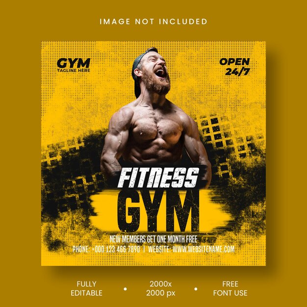 Sportschool fitness social media postsjabloon