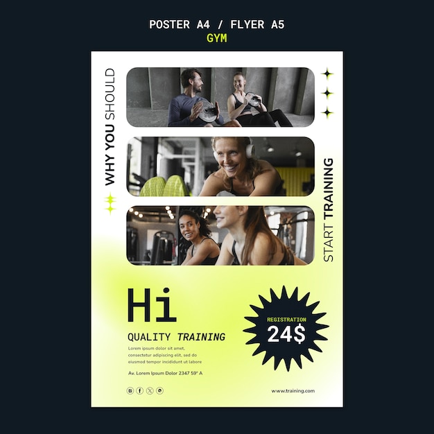 Gratis PSD sporttraining poster sjabloon