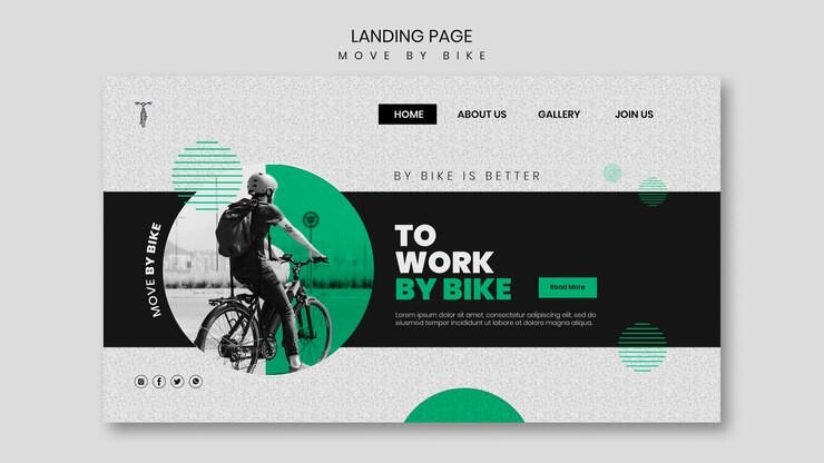 PSD gratuito sposta in bici la pagina di destinazione