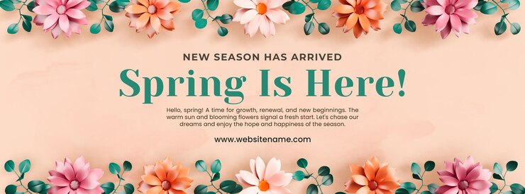 PSD gratuito spring is here plantilla de portada de redes sociales