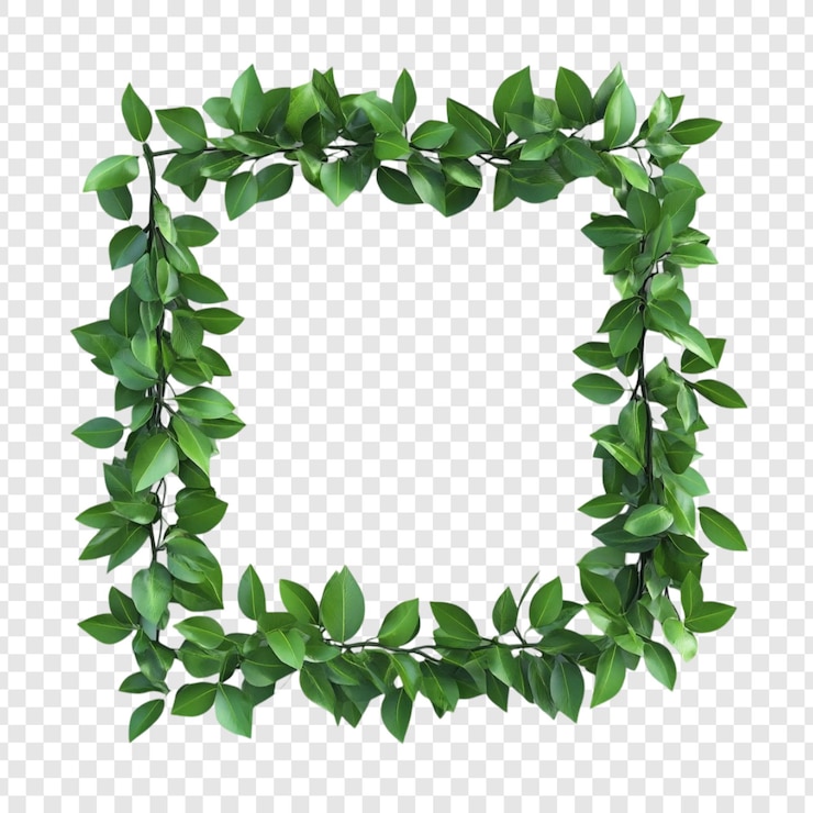 PSD Gratis square frame of lush green leaves natures elegant border perfect for invitations or decoration