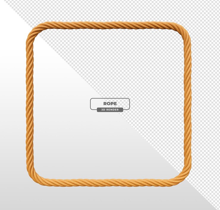 PSD Gratis square rope frame 3d render