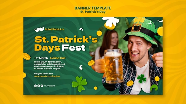 Gratis PSD st. patrick's day viering banner