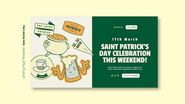 Gratis PSD st. patrick's day viering landing page.