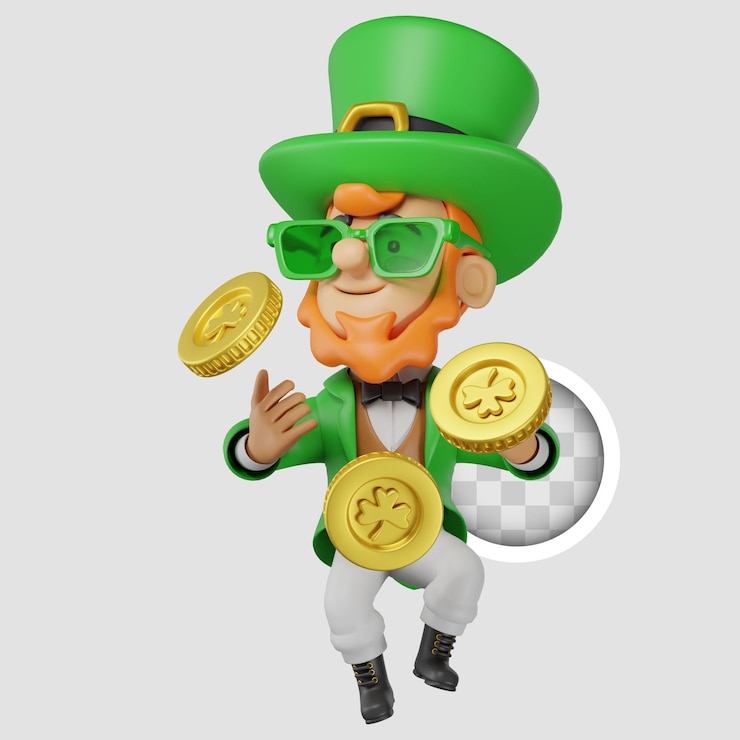 PSD Gratis st patricks character with coins