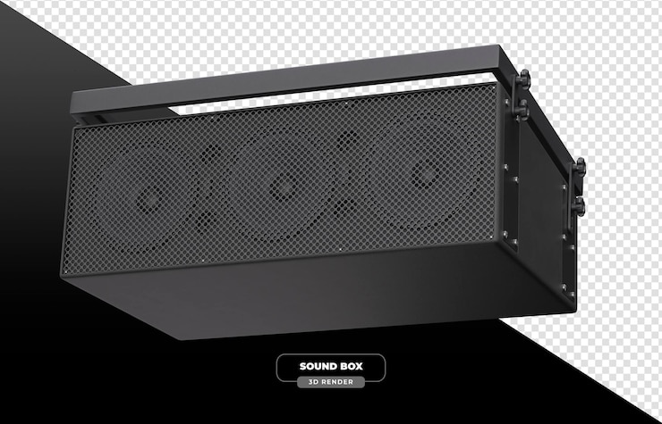 PSD gratuito stack di scatole sonore nere in rendering 3d