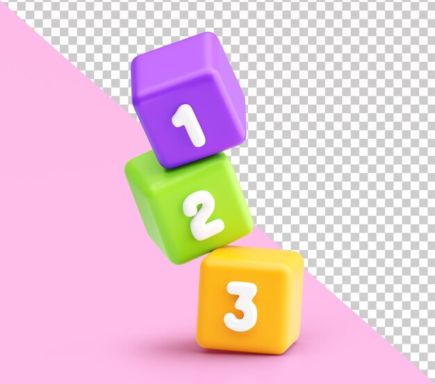 Stack inclinado 3D de bloques de números para la educación temprana