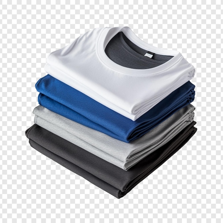 PSD Gratis stack of folded tshirts in various colors