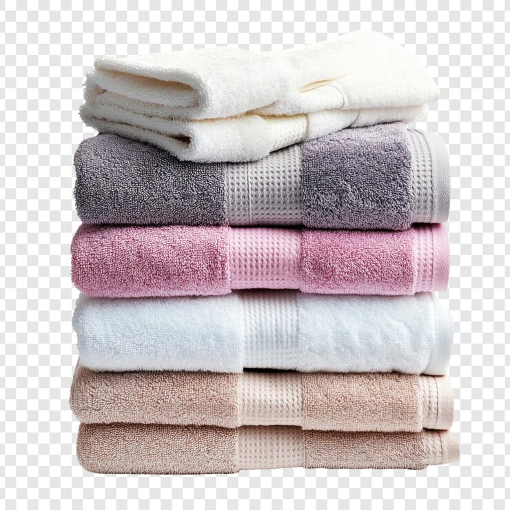 PSD Gratis stack of soft bath towels in different colors