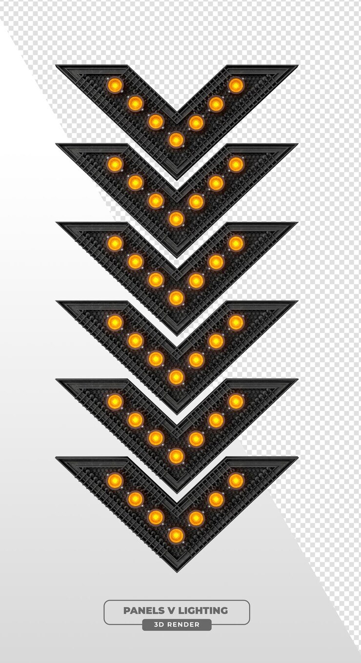 PSD Gratis stacked vshaped par lighting panels 3d render
