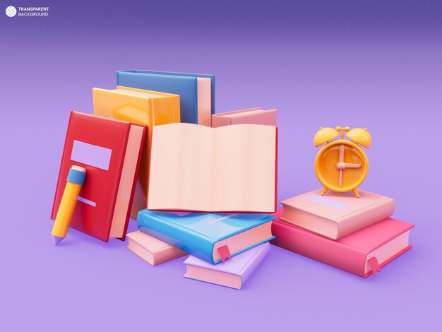 Stapel boeken 3d render geïsoleerd