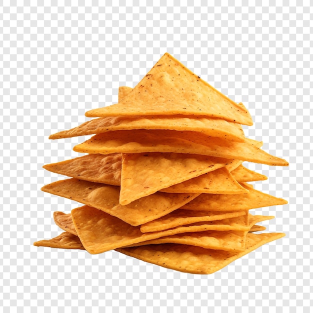 Stapel chili tortilla chips geïsoleerd op een doorzichtige achtergrond